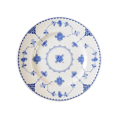 Floral blue & white ceramic dinner plate – dining room porcelain dinnerware