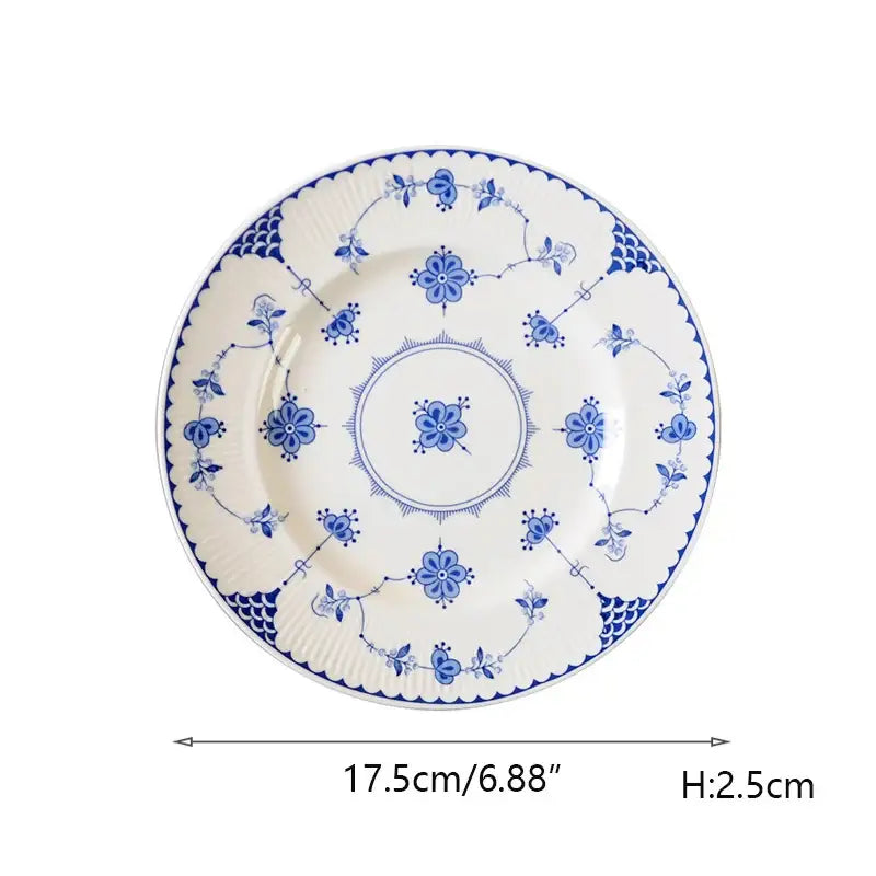 Floral blue & white ceramic dinner plate – dining room porcelain dinnerware