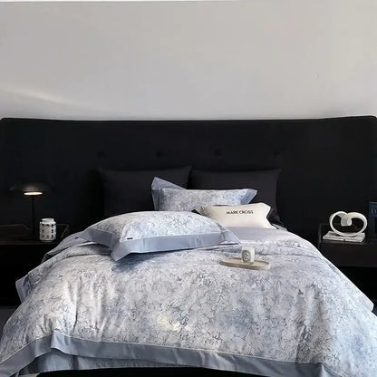 Floral blue & white egyptian cotton bedding sets – bedroom linens