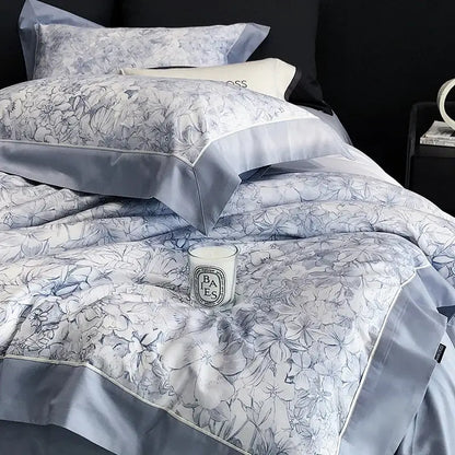 Floral blue & white egyptian cotton bedding sets – bedroom linens