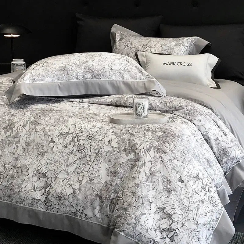 Floral blue & white egyptian cotton bedding sets – bedroom linens