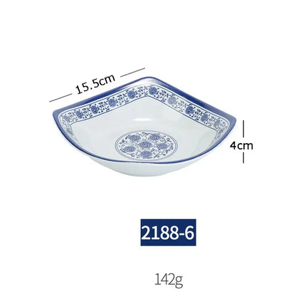 Floral blue & white imitation porcelain dinner set dining room