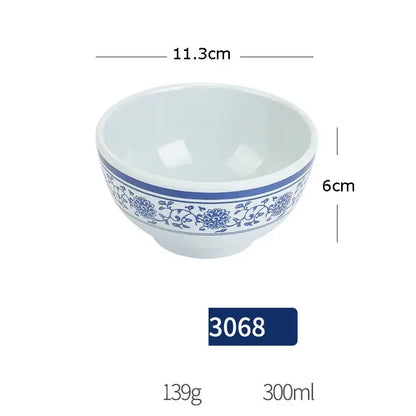 Floral blue & white imitation porcelain dinner set dining room