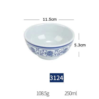 Floral blue & white imitation porcelain dinner set dining room