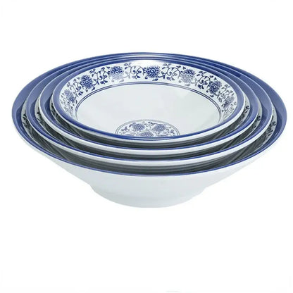 Floral blue & white imitation porcelain dinner set dining room
