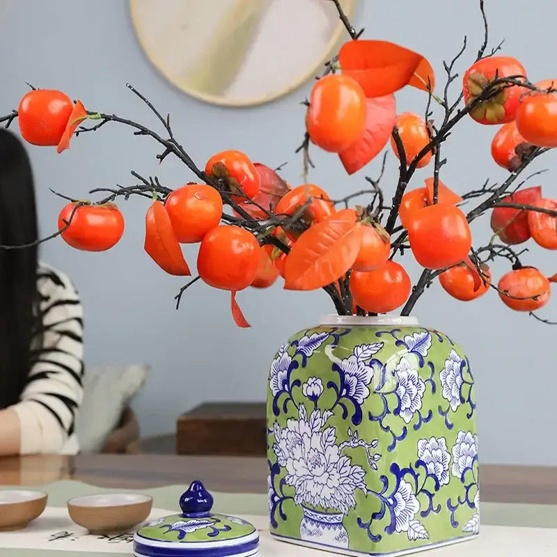 Floral blue white porcelain general jar living room decor