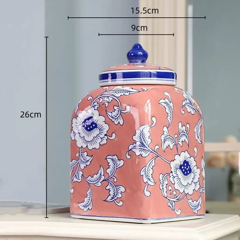 Floral blue white porcelain general jar living room decor