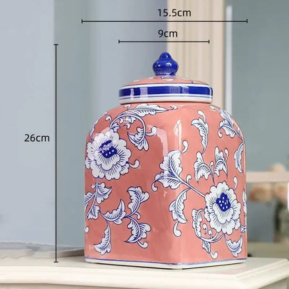 Floral blue white porcelain general jar living room decor