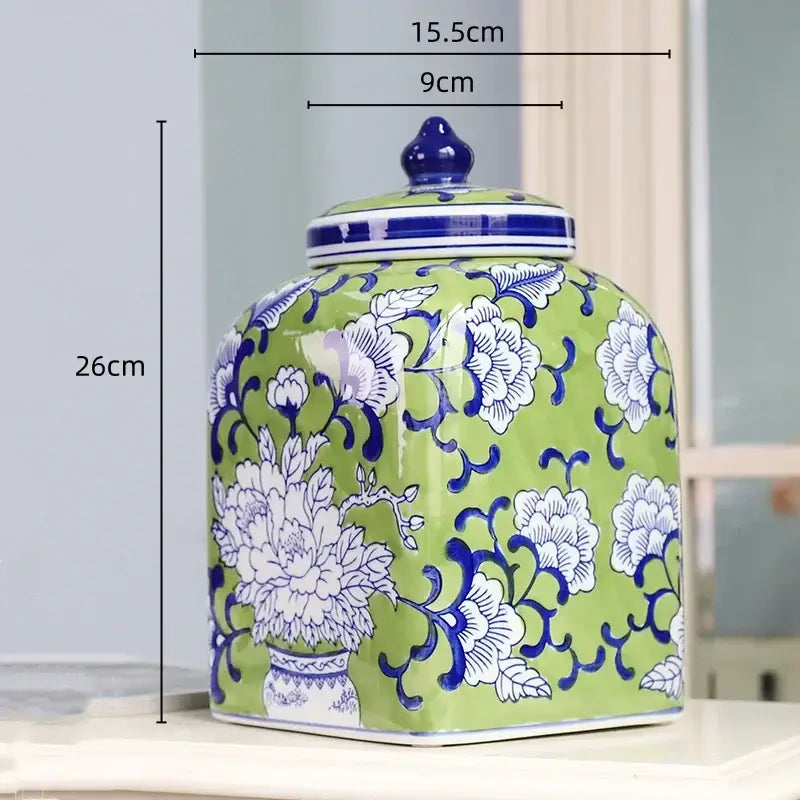 Floral blue white porcelain general jar living room decor