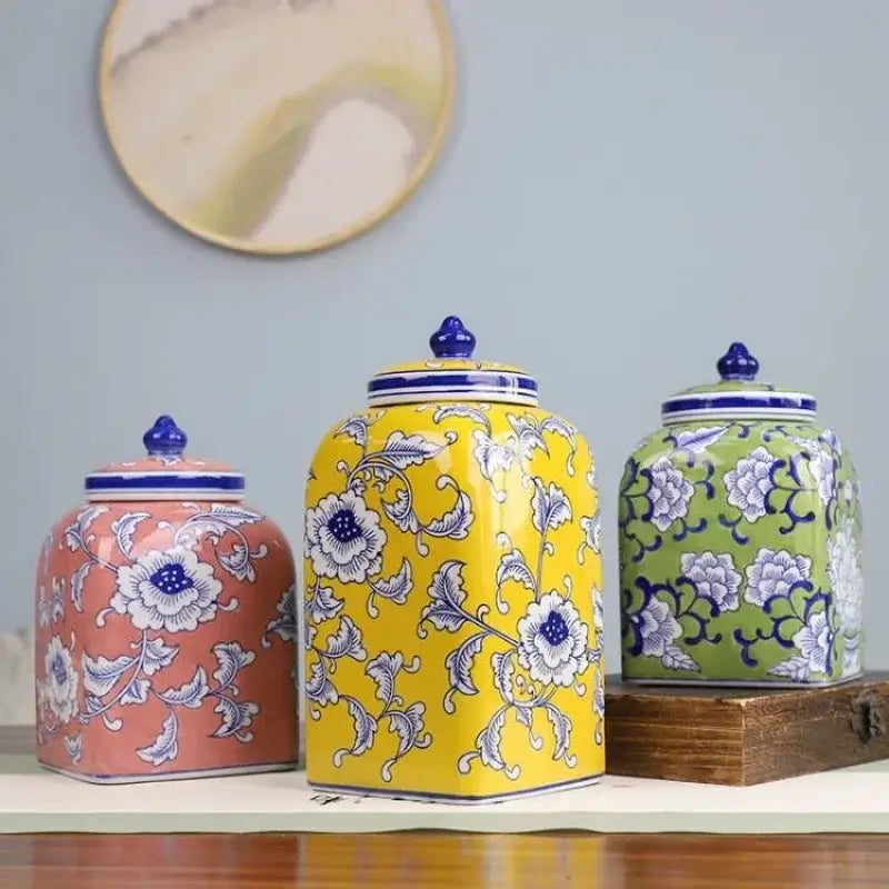 Floral blue white porcelain general jar living room decor