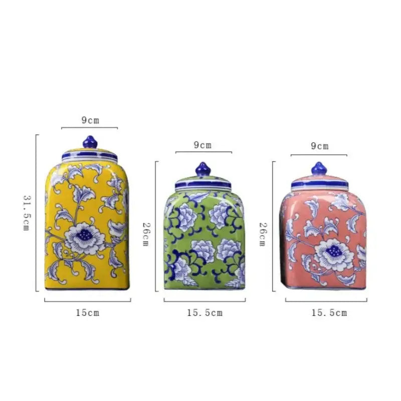 Floral blue white porcelain general jar living room decor