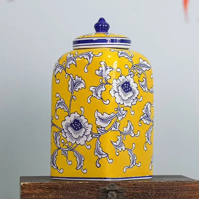 Floral blue white porcelain general jar living room decor