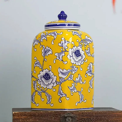Floral blue white porcelain general jar living room decor