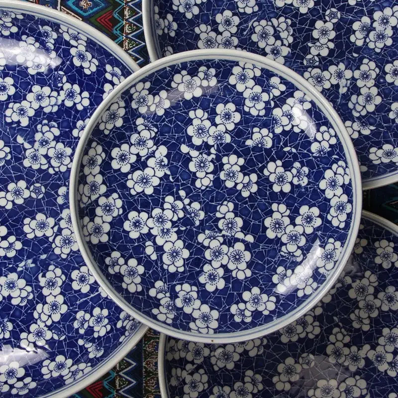 Floral blue & white porcelain serving plate dining room tableware