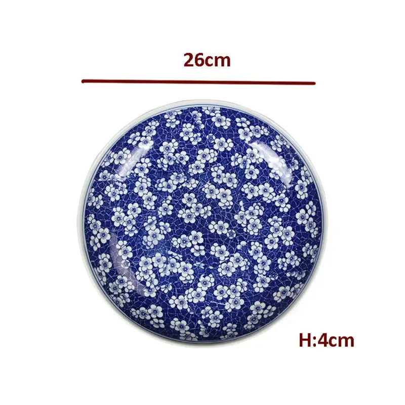 Floral blue & white porcelain serving plate dining room tableware