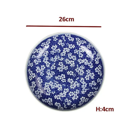Floral blue & white porcelain serving plate dining room tableware