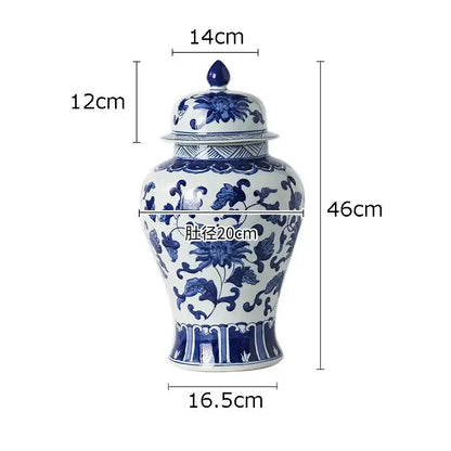 Floral blue & white porcelain tea canister – dining room decor