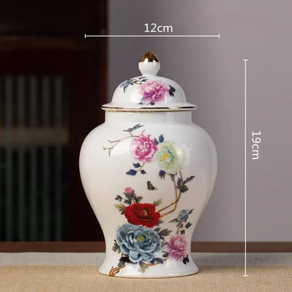 Floral blue & white porcelain tea pot kitchen storage container