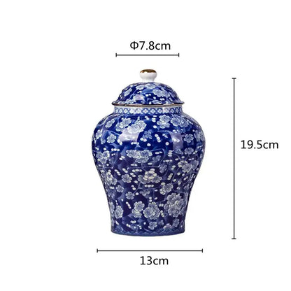 Floral blue & white porcelain tea pot kitchen storage container