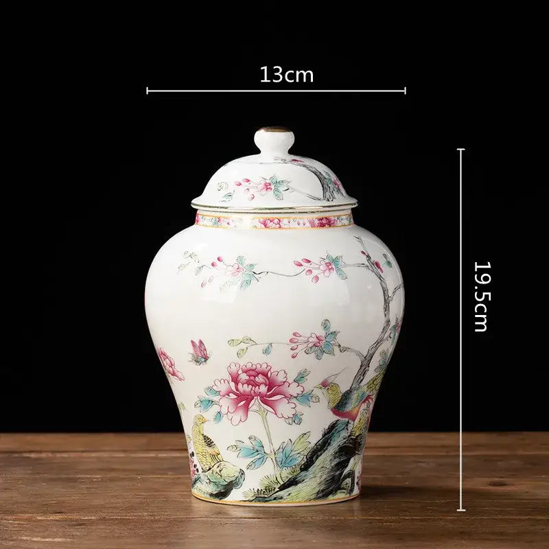 Floral blue & white porcelain tea pot kitchen storage container