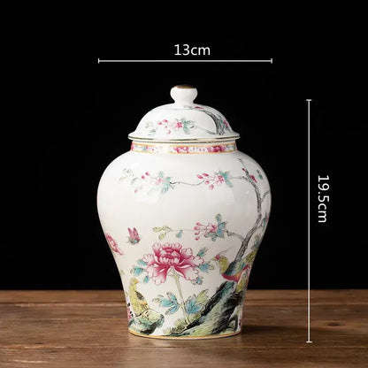 Floral blue & white porcelain tea pot kitchen storage container