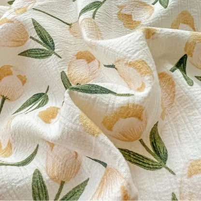 Floral cream and peach double layer cotton quilt cover set bedroom