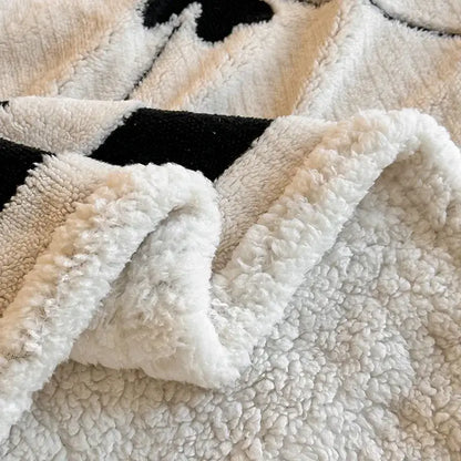 Floral cream jacquard lamb wool blanket living room throw