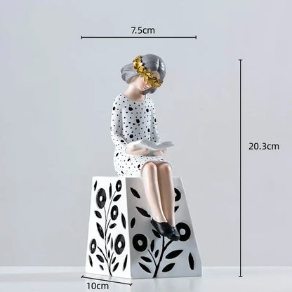 Floral crown woman resin figure sculpture living room decor