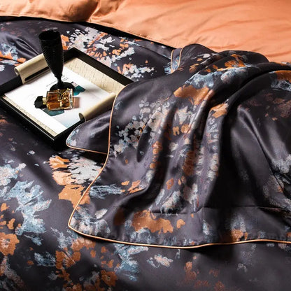 Floral dark gray 1500tc jacquard egyptian cotton bedding set bedroom
