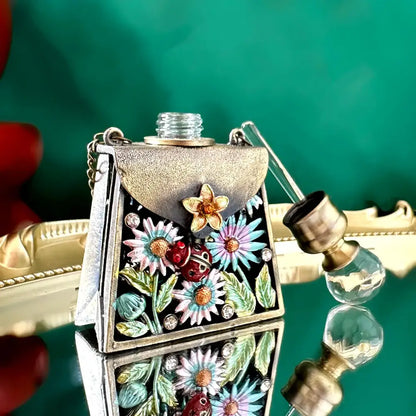 Floral enamel perfume bottles with crystal stopper bedroom decor