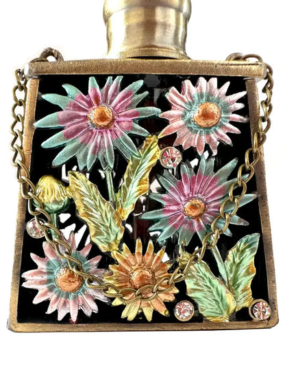 Floral enamel perfume bottles with crystal stopper bedroom decor