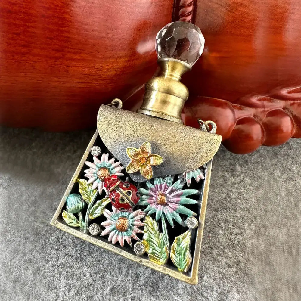 Floral enamel perfume bottles with crystal stopper bedroom decor