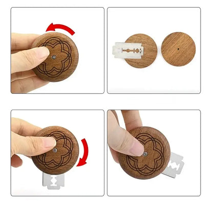 Floral engraved wooden french bread lame kitchen dough scorer set