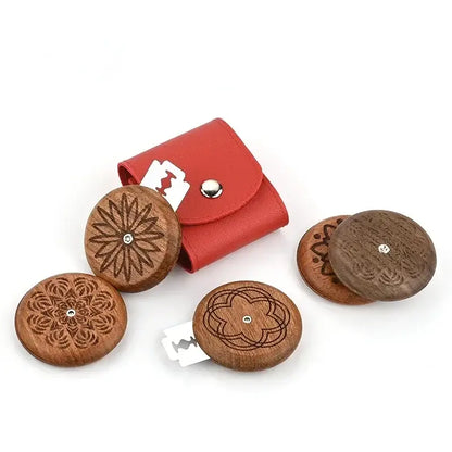 Floral engraved wooden french bread lame kitchen dough scorer set