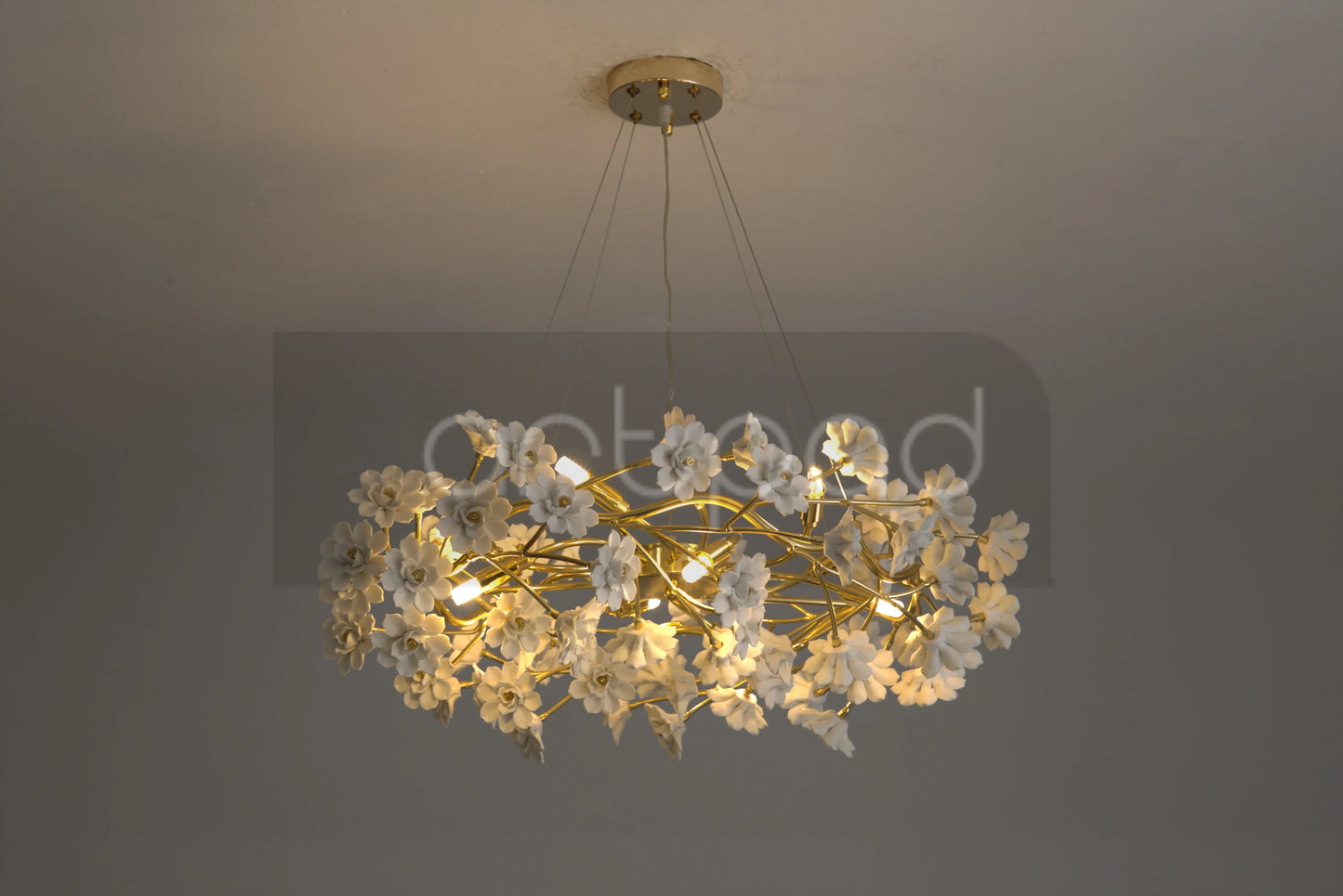 DecorBites™ Floral French White Ceramic Chandelier - Romantic Home Décor