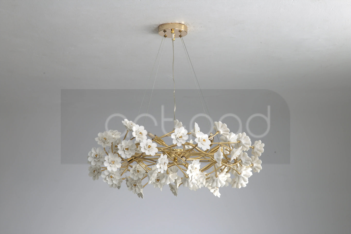 DecorBites™ Floral French White Ceramic Chandelier - Romantic Home Décor