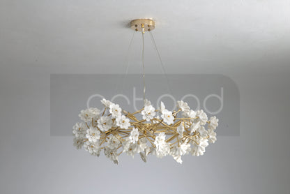 DecorBites™ Floral French White Ceramic Chandelier - Romantic Home Décor
