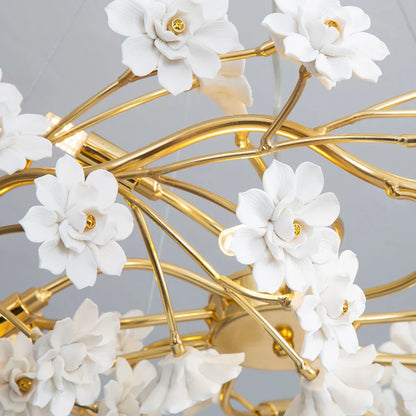 DecorBites™ Floral French White Ceramic Chandelier - Romantic Home Décor