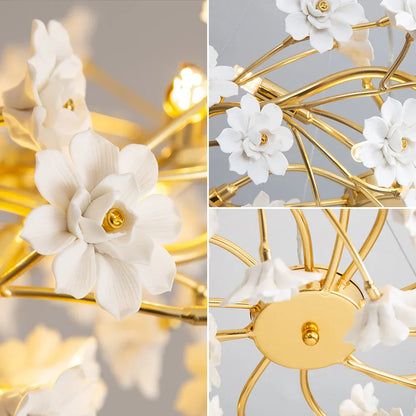 DecorBites™ Floral French White Ceramic Chandelier - Romantic Home Décor