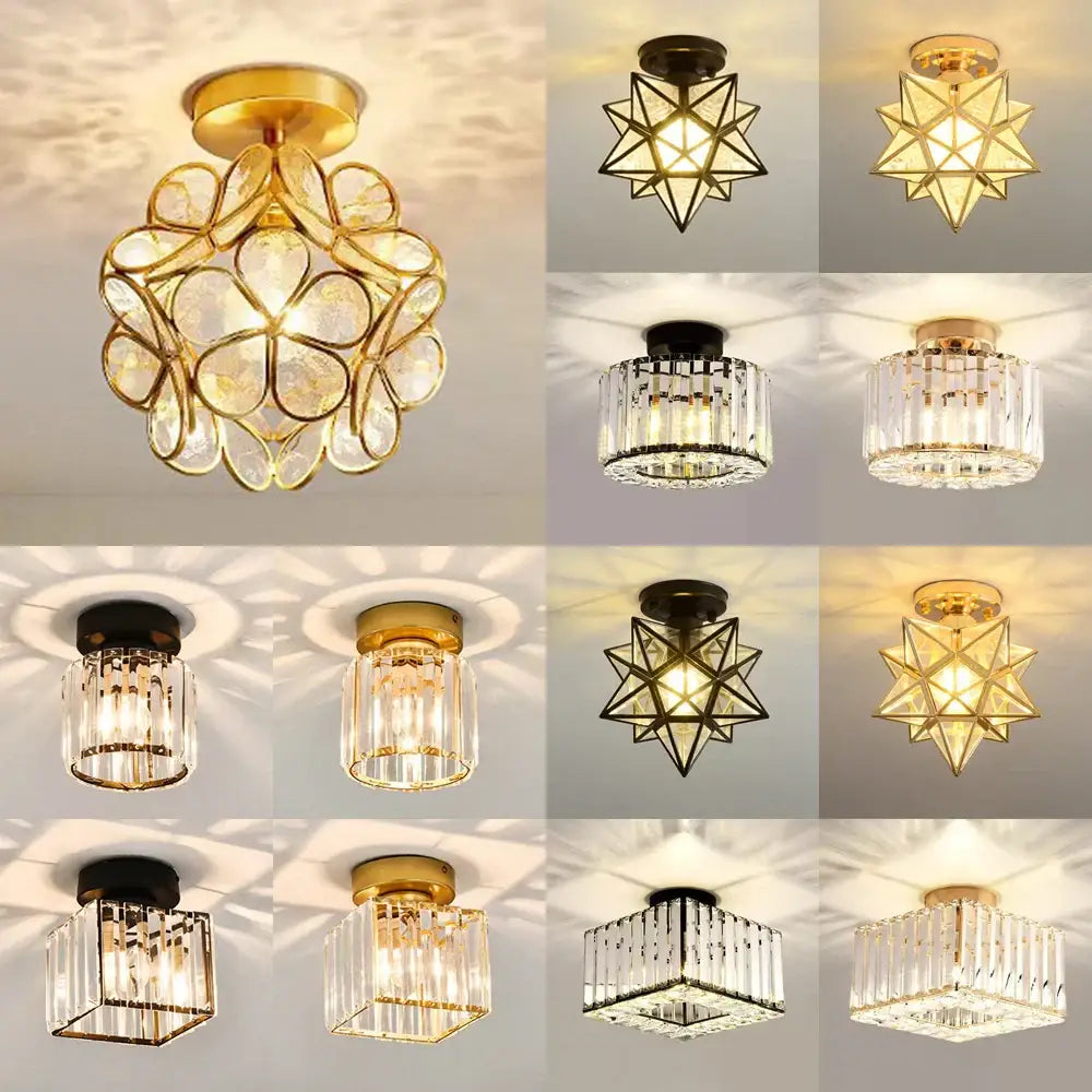Floral gold glass crystal led ceiling chandelier for living room