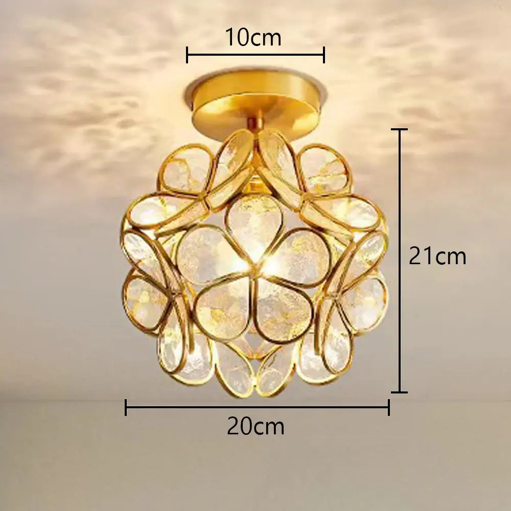 Floral gold glass crystal led ceiling chandelier for living room