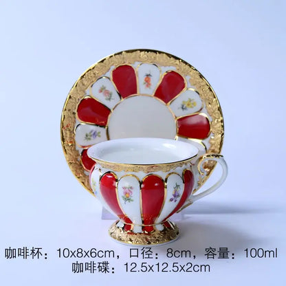 Floral gold trim tea cup saucer set dining room porcelain drinkware