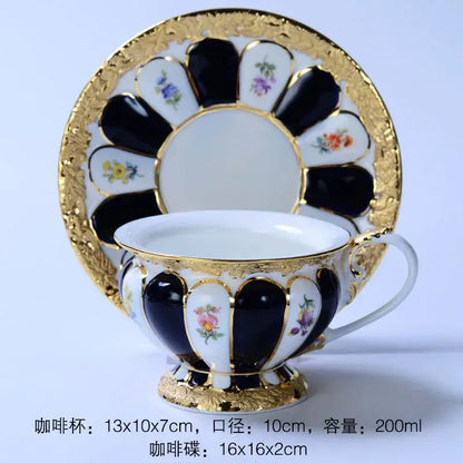 Floral gold trim tea cup saucer set dining room porcelain drinkware