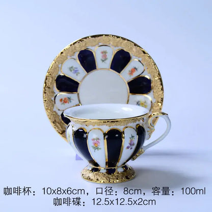 Floral gold trim tea cup saucer set dining room porcelain drinkware