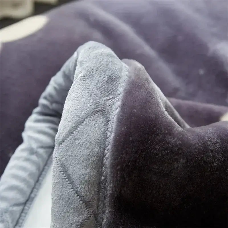 Floral gray & yellow cozy flocked raschel blanket bedroom bedding