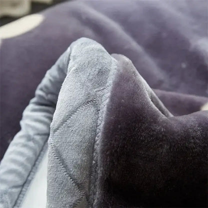 Floral gray & yellow cozy flocked raschel blanket bedroom bedding