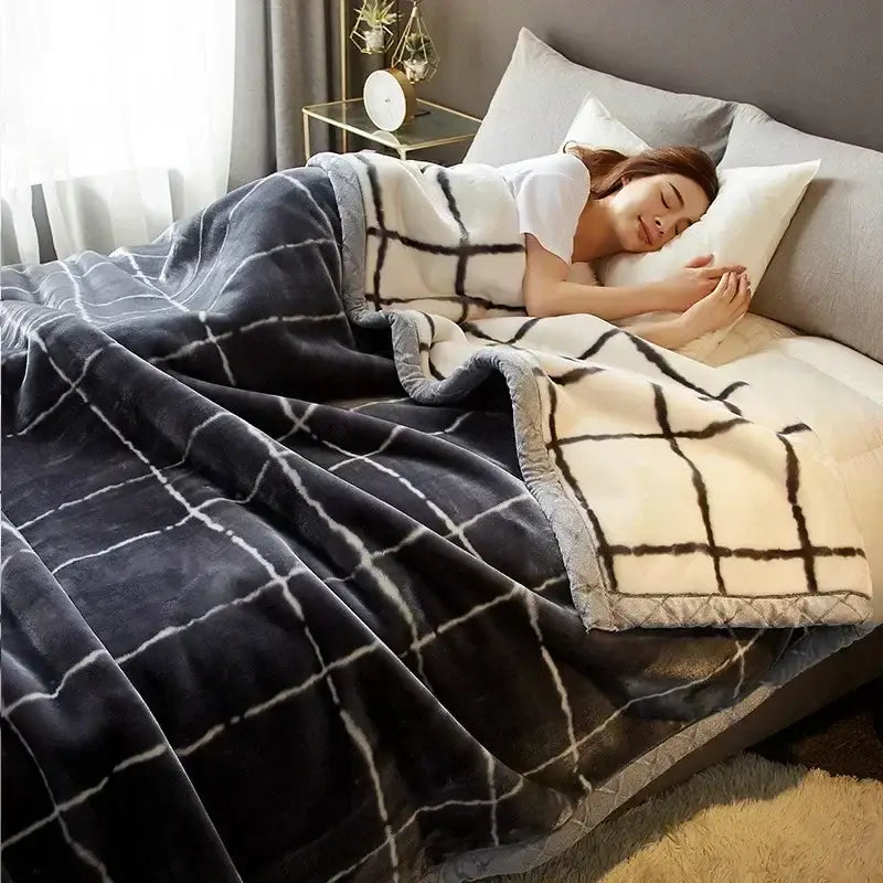 Floral gray & yellow cozy flocked raschel blanket bedroom bedding