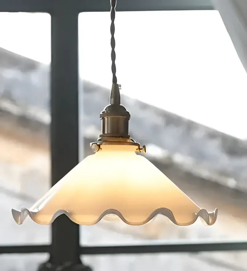 Floral green glass pendant lights for living room in golden brass