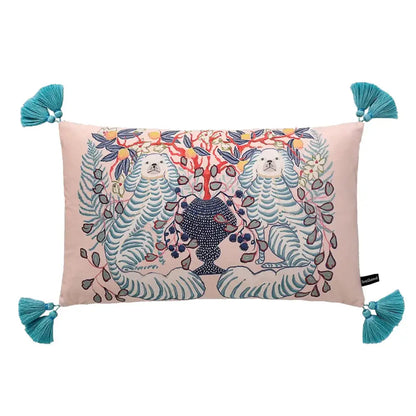Floral green handmade lumbar pillow case bedroom dog decor