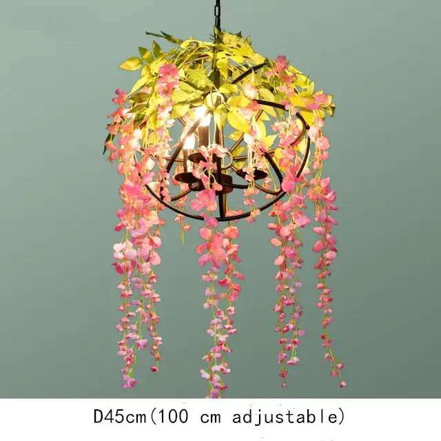 Floral green plant lighting chandelier for dining room
